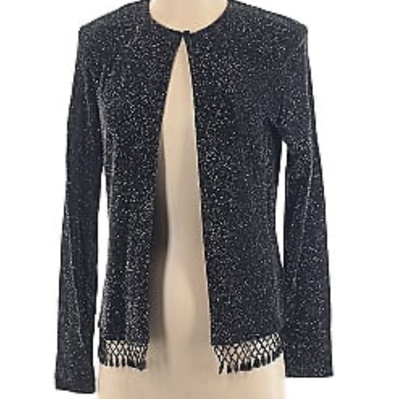 dressbarn Sweaters - Dressbarn Women's Elegant Black/Gold Shimmer Cardigan